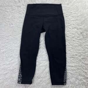Lululemon Pants Womens 8 Black Mix & Mesh Crop 21" Leggings Yoga Luxtreme Gym